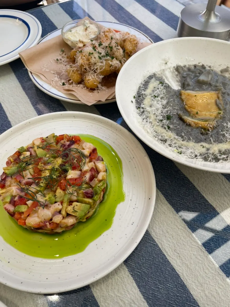 Octopus avocado carpaccio with dill oil