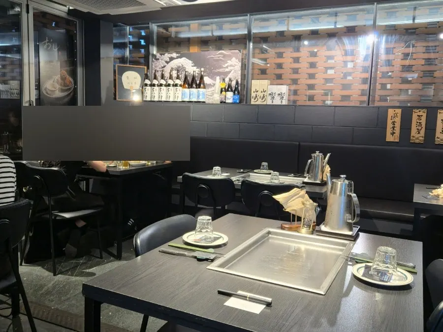 Cooking area viewed from the bar table