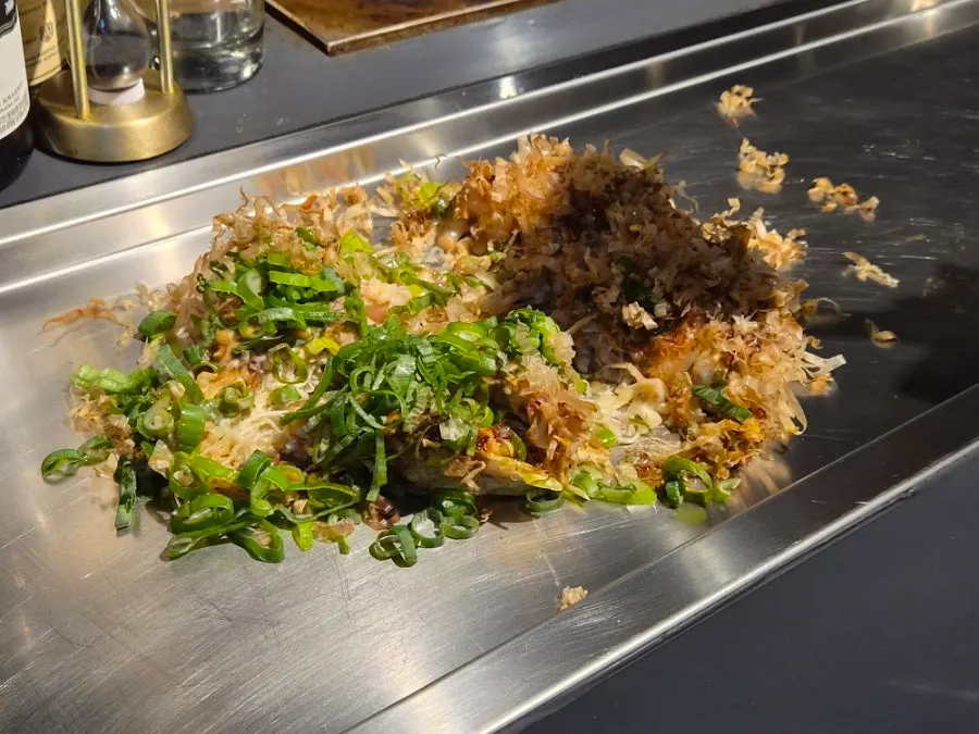 Classic Okonomiyaki on an iron griddle