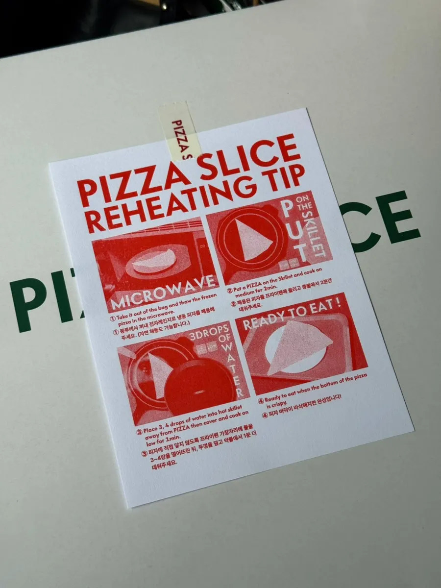 Reheating leftover pizza slices with a splash of water
