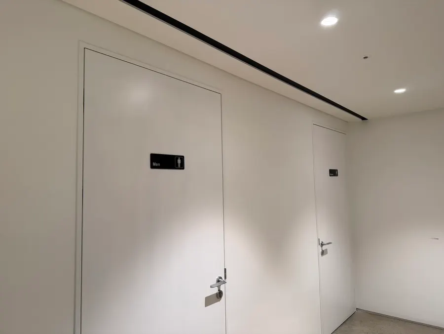 Entrance door of the basement shop