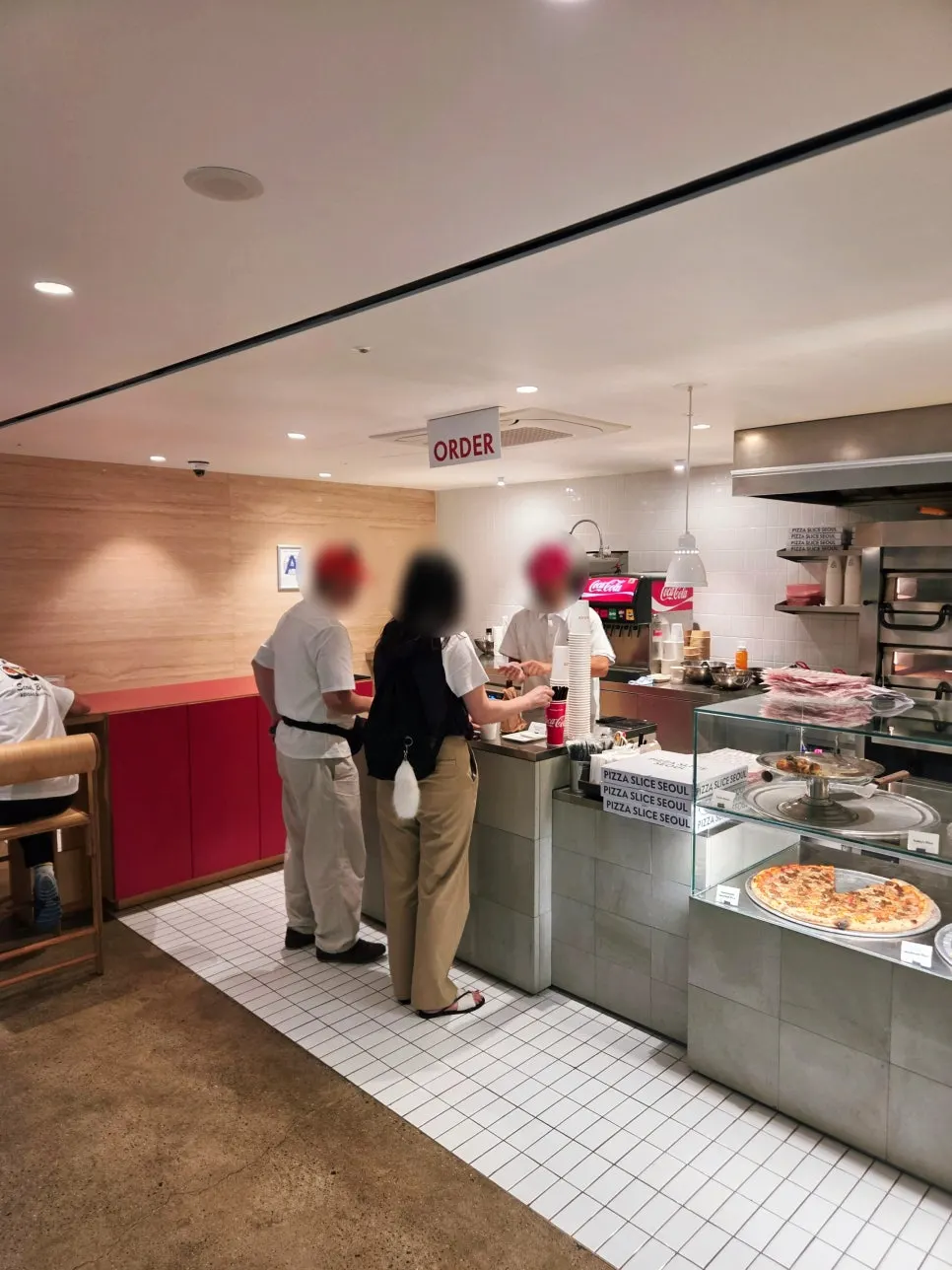 Order counter with the oven visible