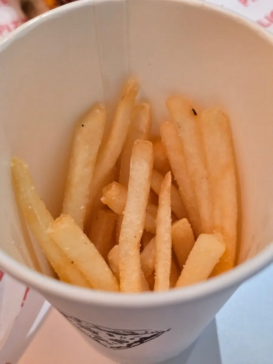 A pizza slice sprinkled with garlic powder