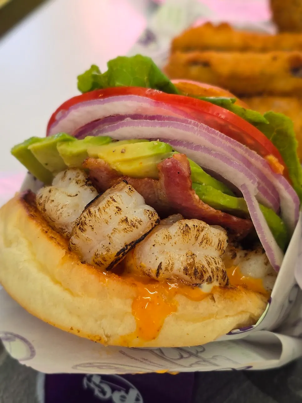 Grilled Shrimp Burger with whole shrimp texture