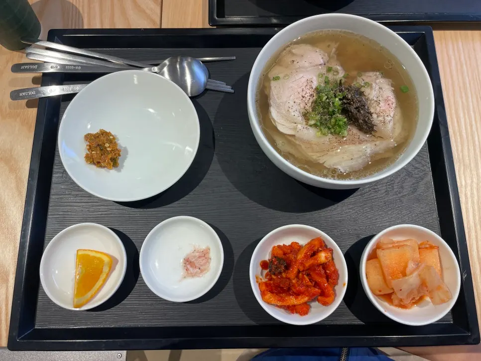 Close-up of a bowl of clear pork gomtang