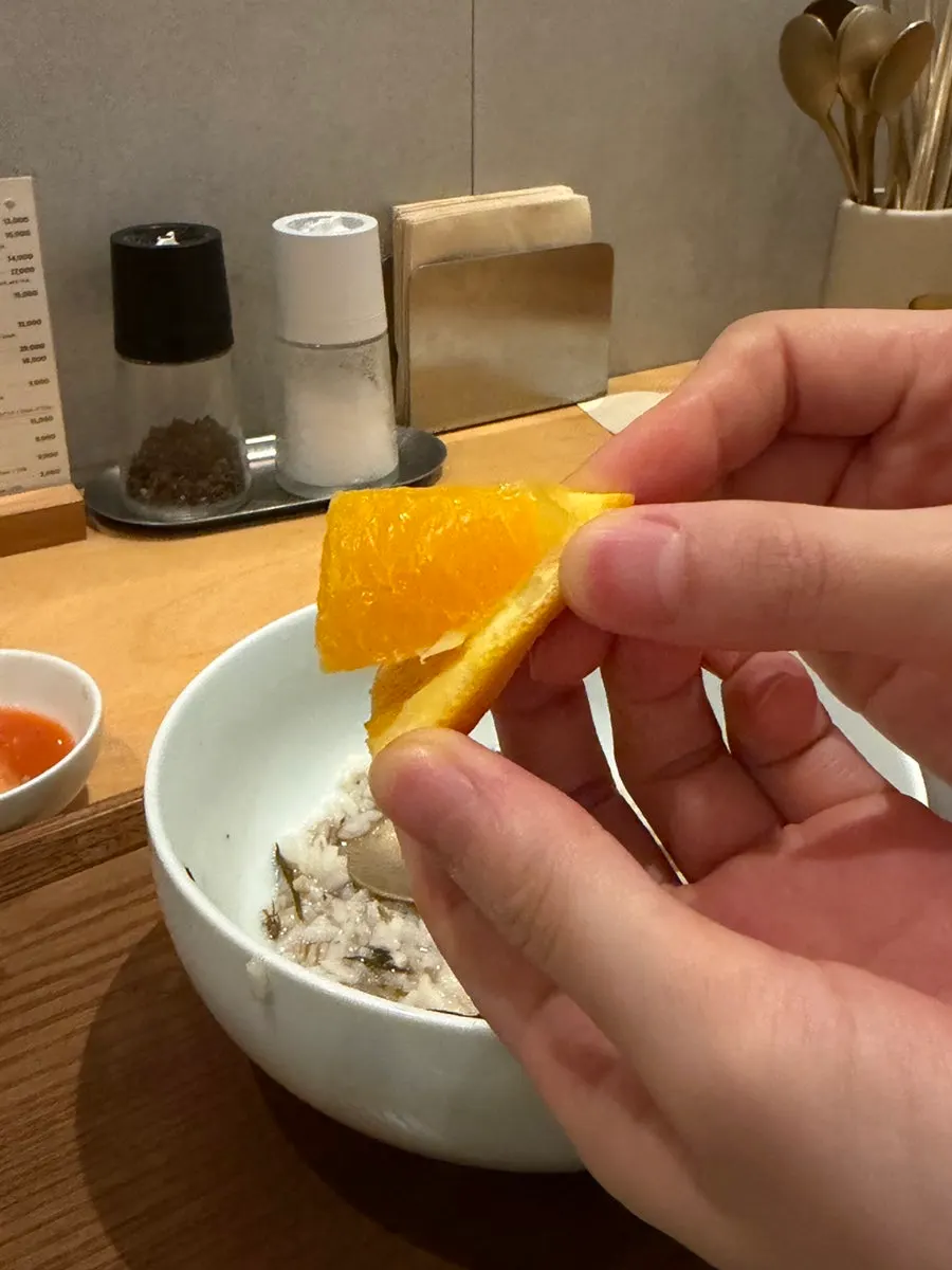 Peeled orange served as dessert