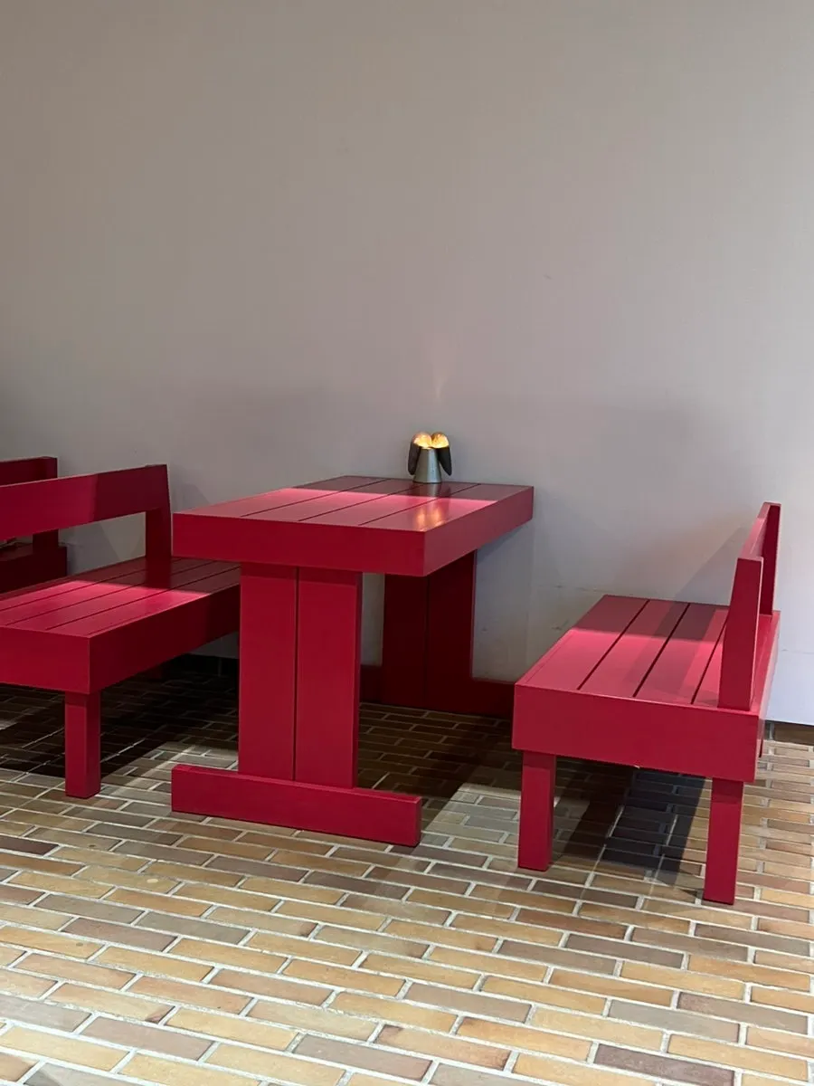 T Coffee's interior with striking color palette