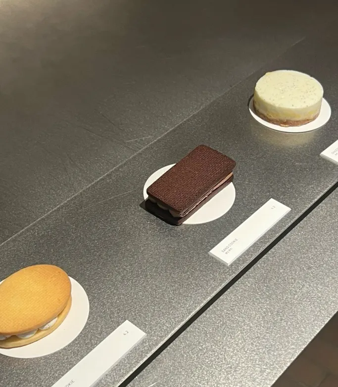 T Coffee's dessert case with three menu items