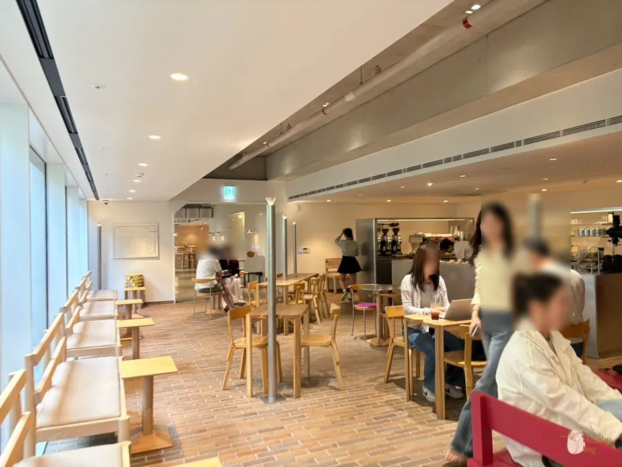 채광이 드는 티 커피 지하 매장 내부