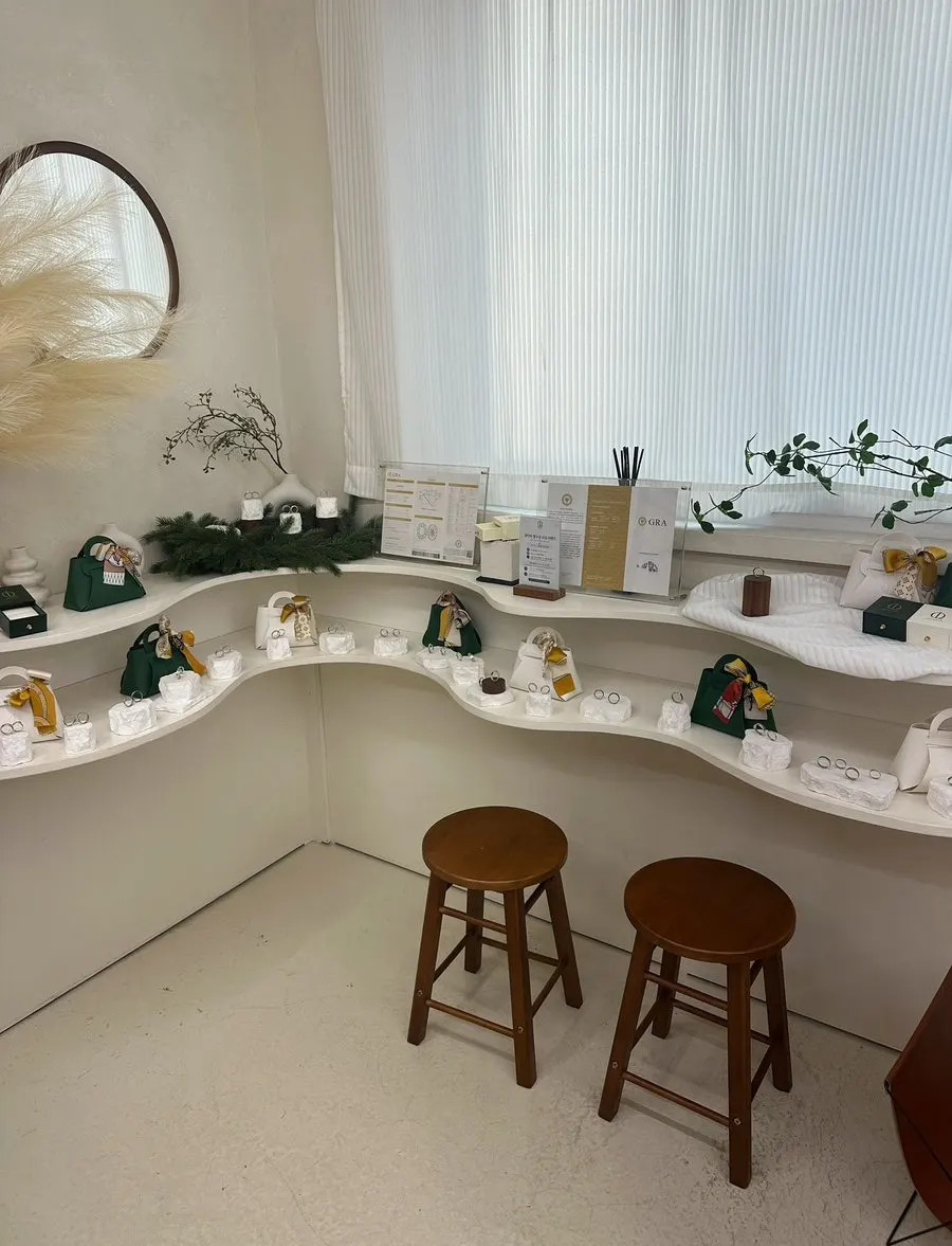 Ring samples on display to see and touch
