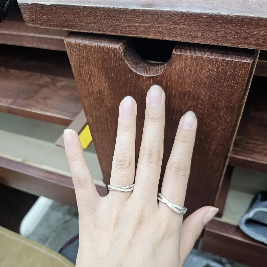 Both rings worn together on two fingers