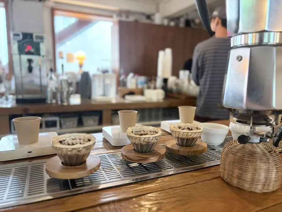 Café space spanning the first through third floors