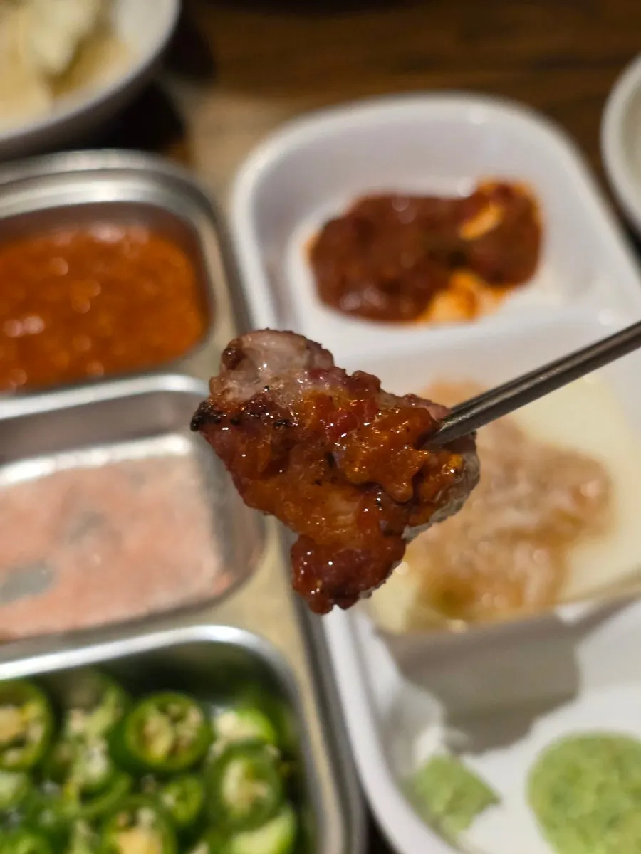 A grilled piece of premium pork neck
