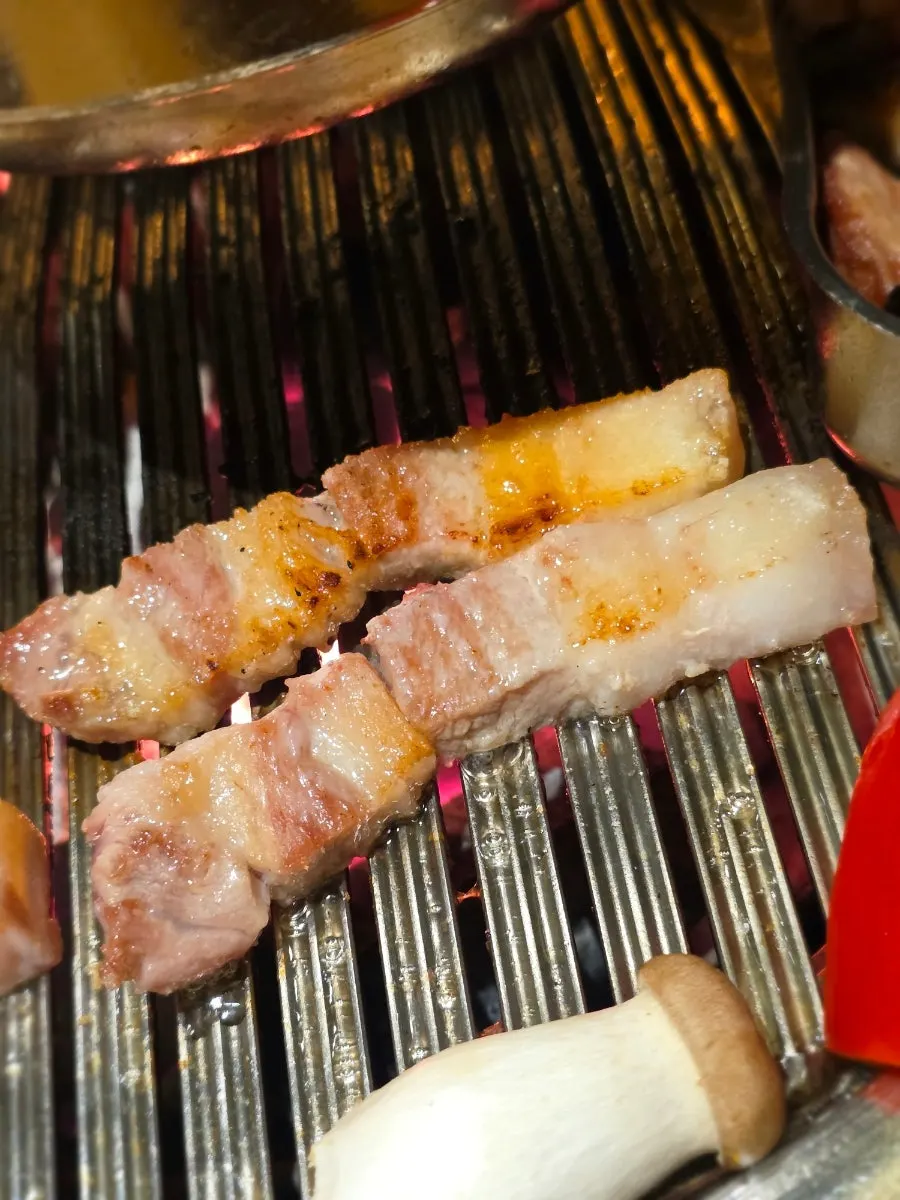 Vegetables and meat on the grill