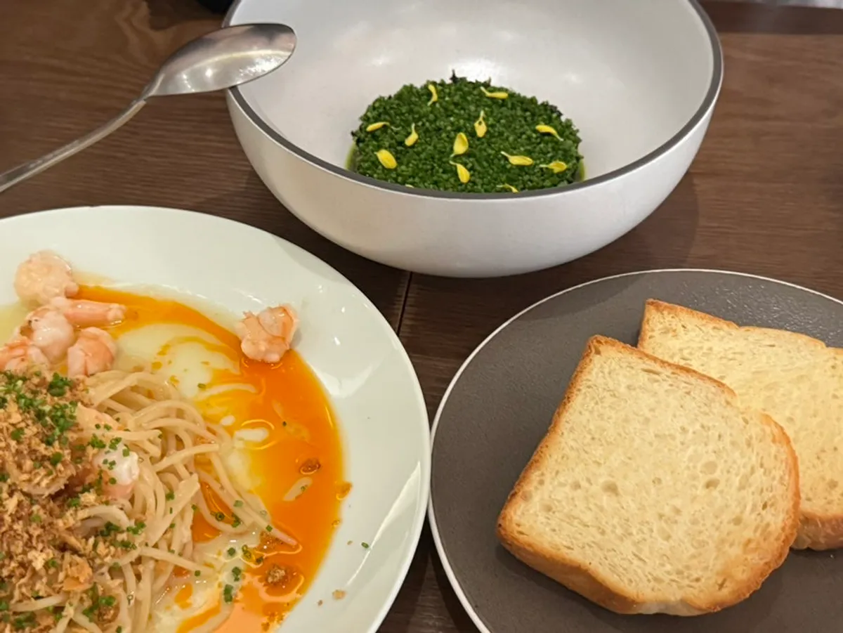 A full spread ordered by three people at Sedici