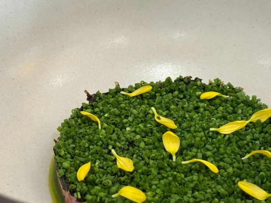 Sedici's beef tartare topped with chives