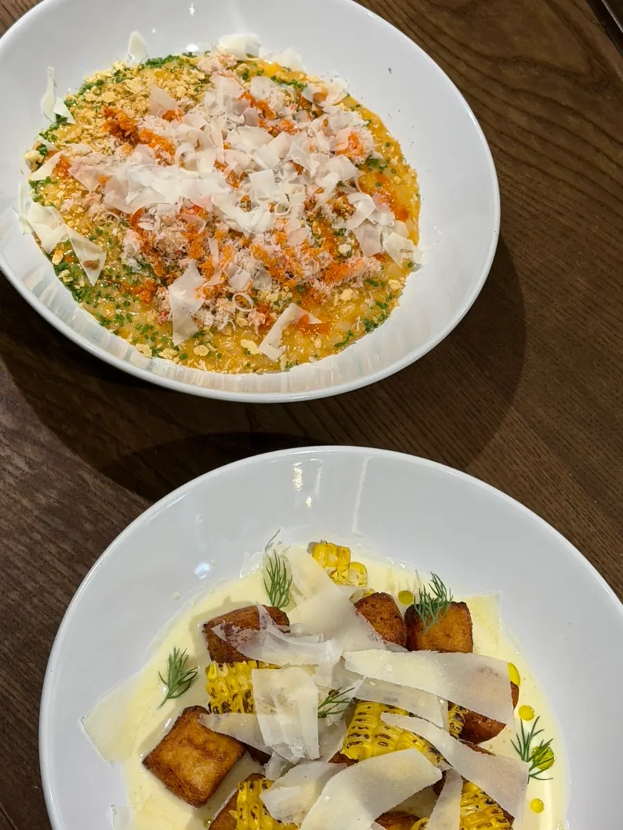 A wide view of the dinner table at Sedici