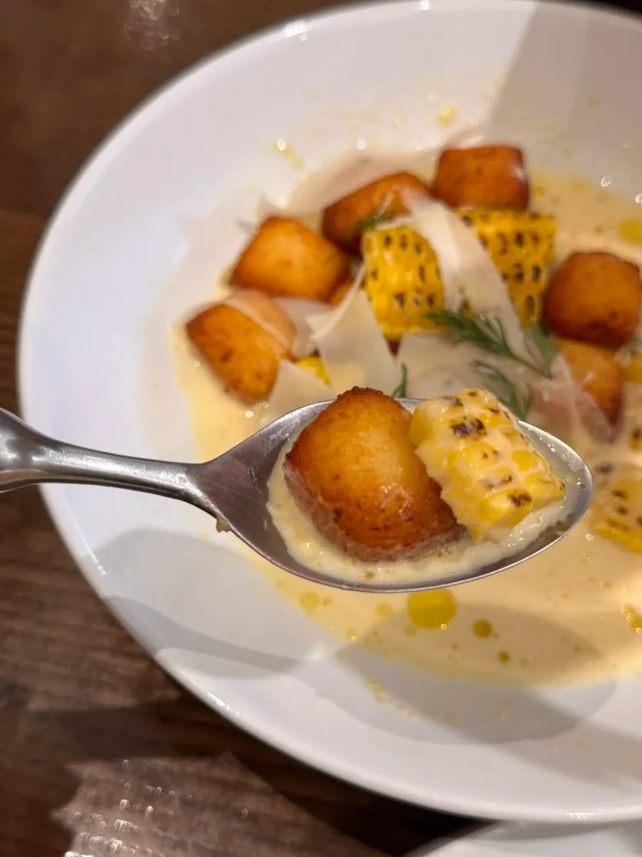 Sedici's fried potato gnocchi with sweet corn