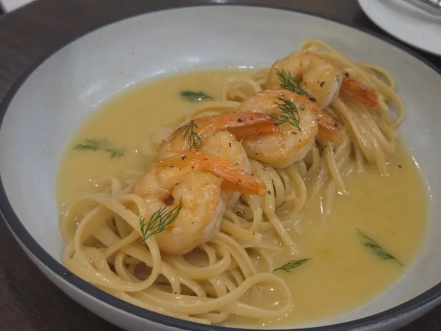 Shrimp pasta with a rich butter flavor