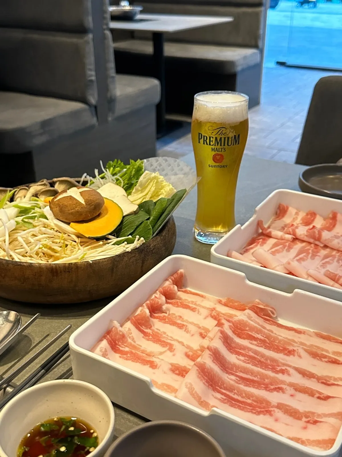 Shabu-shabu table setting at Shabu in Seoul Seongsu