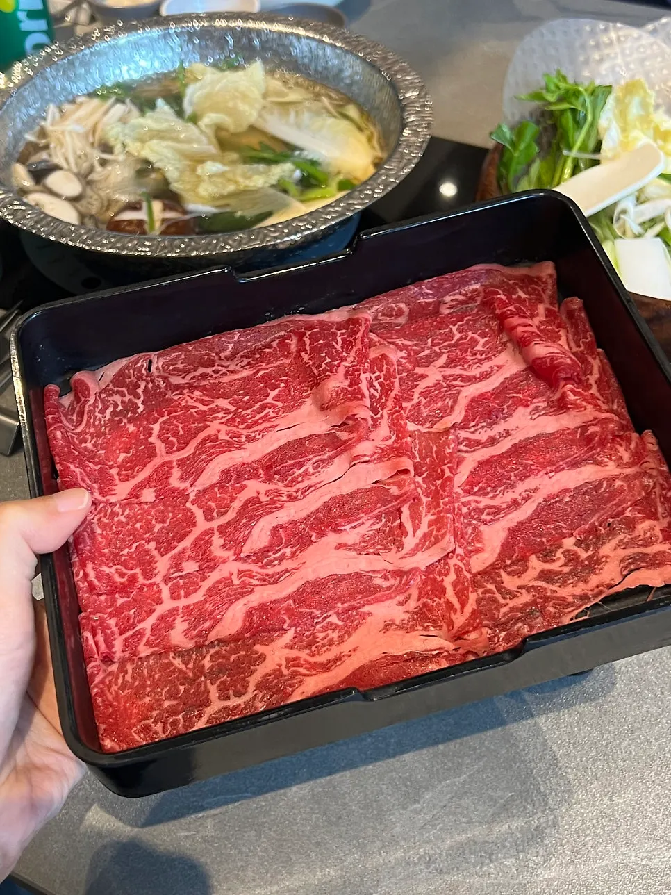 A generous serving of wagyu ggotdeungsim shabu meat