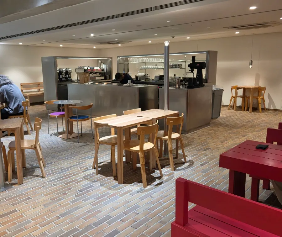 The white-toned interior of T Coffee