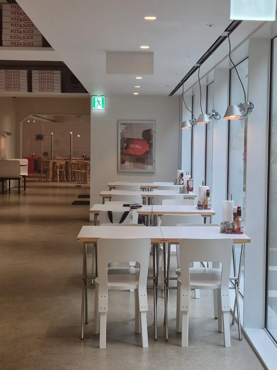 Seating area with a view through the floor-to-ceiling windows