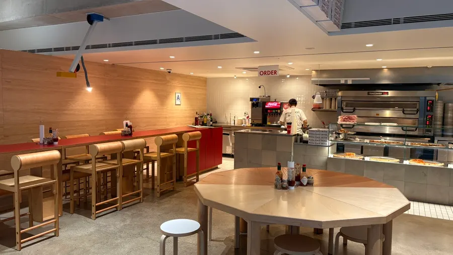 Interior of Pizza Slice Seoul, where you can order by the slice