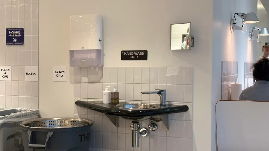 Sink installed inside the restaurant