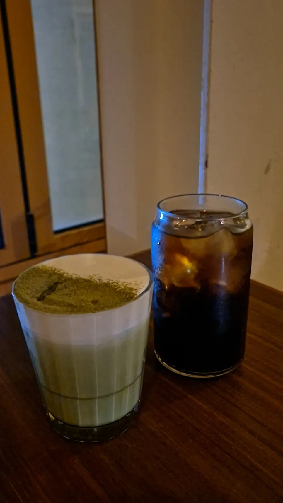 Cream cheese matcha topped with chewy cream