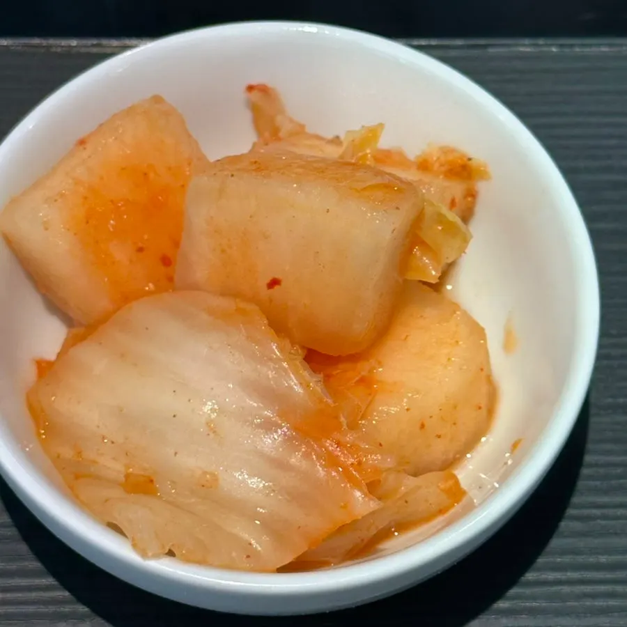 Close-up of the dried radish side dish