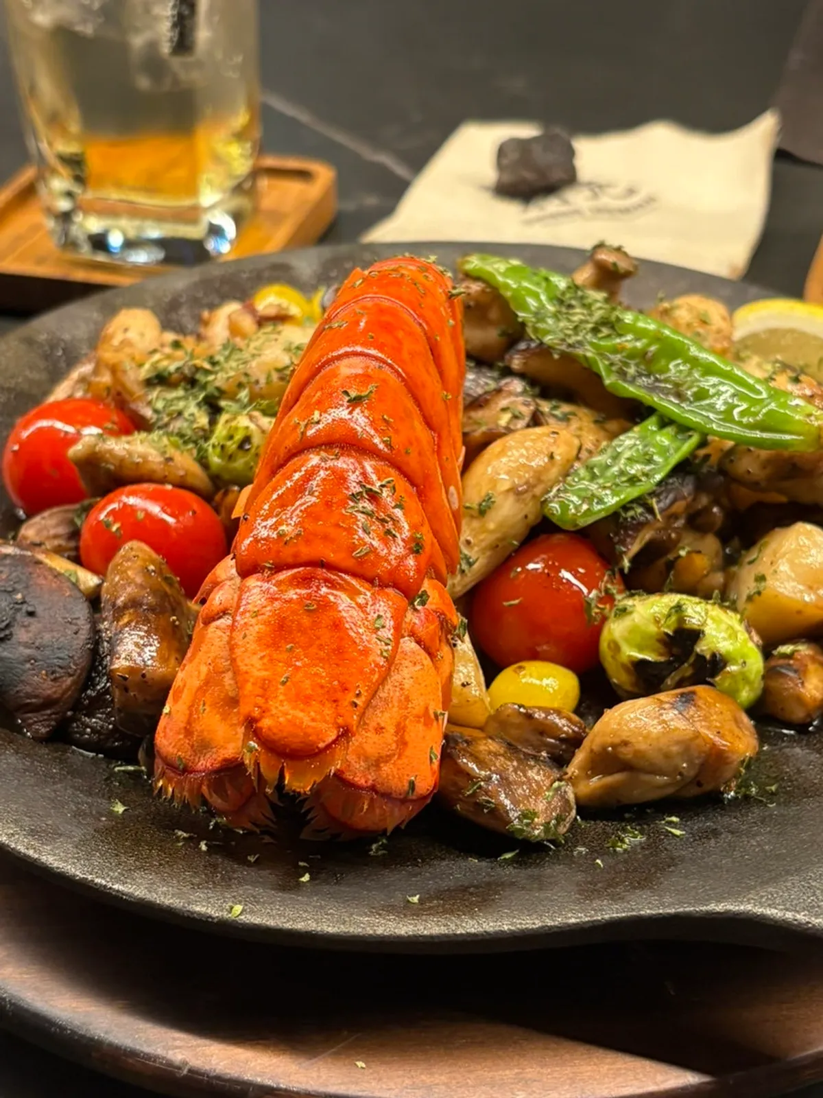 Lobster butter grill on a hot plate