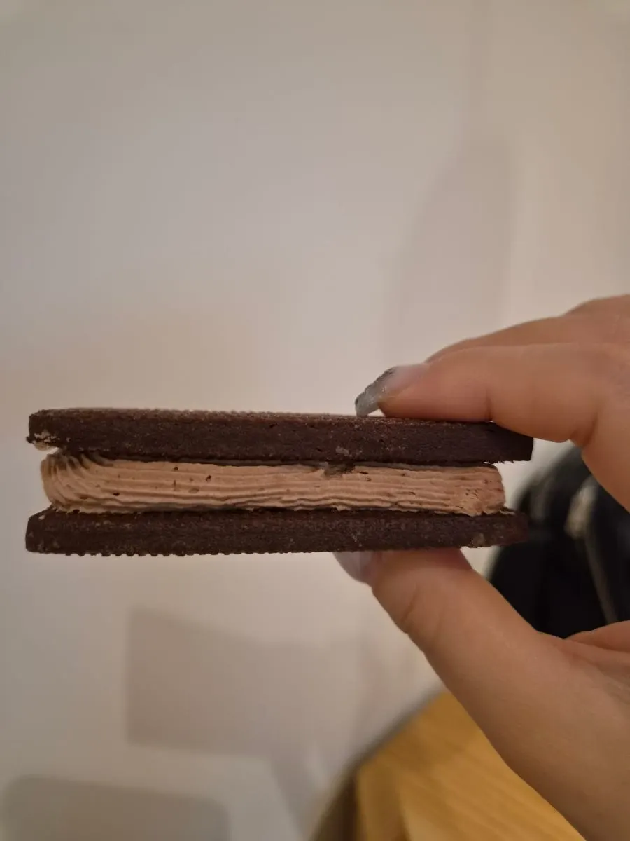 Choco sand cookie with a bite taken out