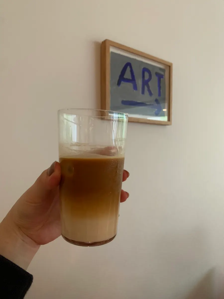Iced choco and iced flat white together