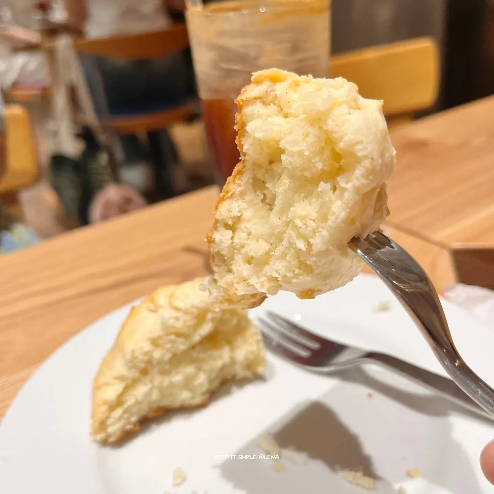 A bite-sized piece of the warm biscuit