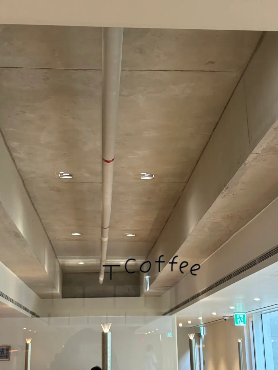 Inside view of T Coffee's basement entrance