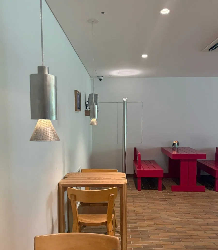 Detail of the café's calm interior mood