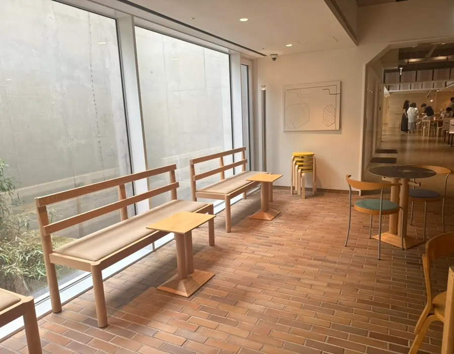 Relaxed seating set back from the windows