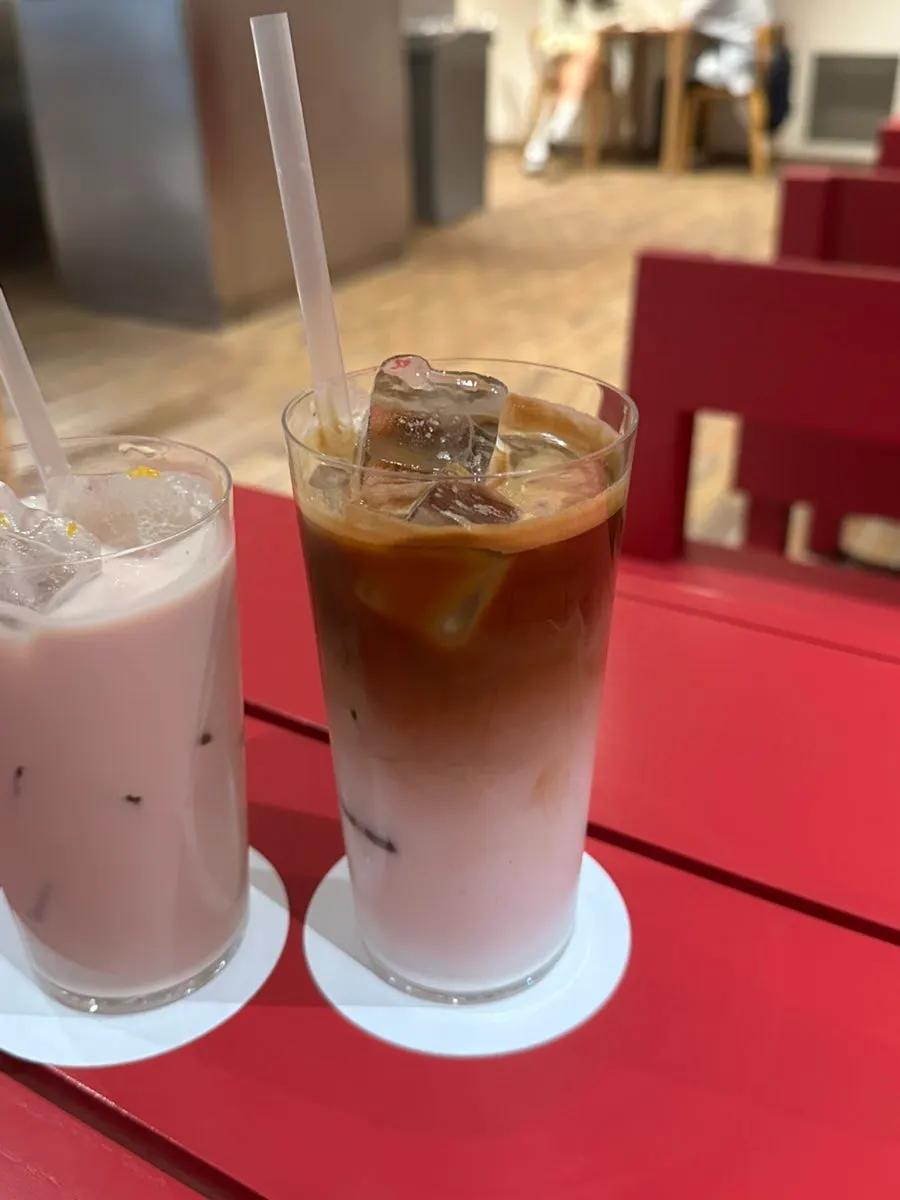 A glass of T Coffee's vanilla chai tea ICE