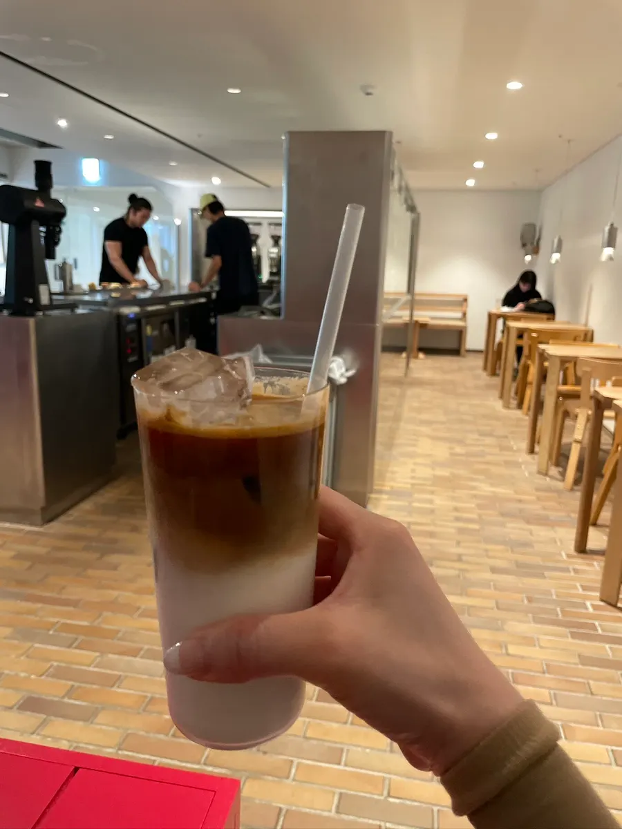 Mint latte made from a cold-brewed mint tea base
