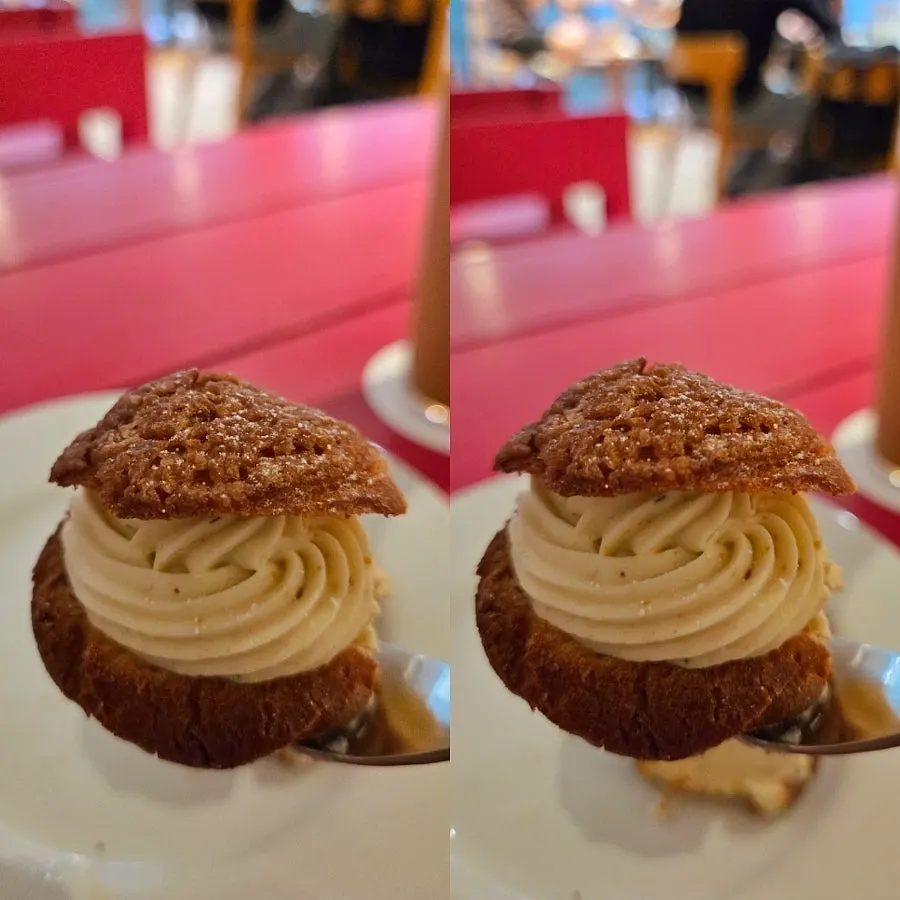 Cream puff filled with pistachio cream