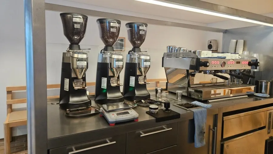 Neatly arranged seating at T Coffee Seongsu