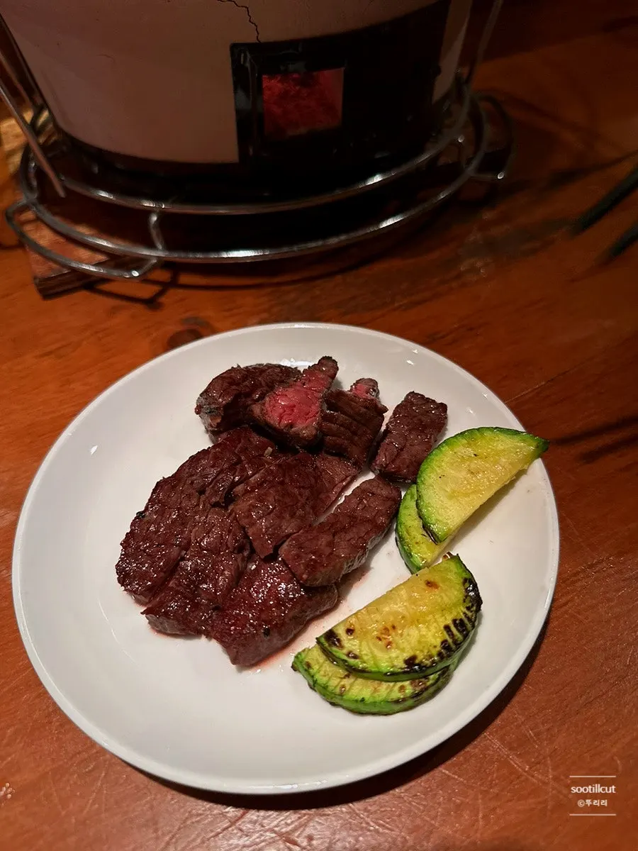 Striploin with eggplant accompaniment