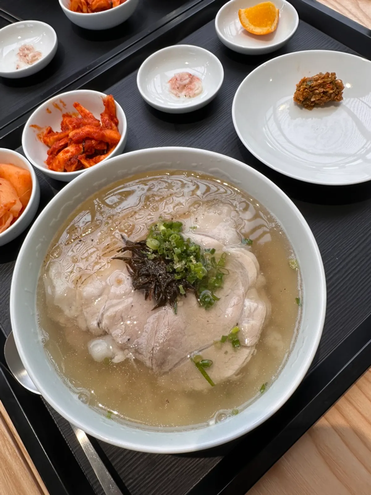 Pork gomtang set picked up with a buzzer