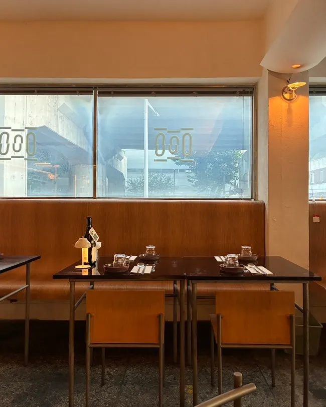 Quiet, modern interior of Out of Order