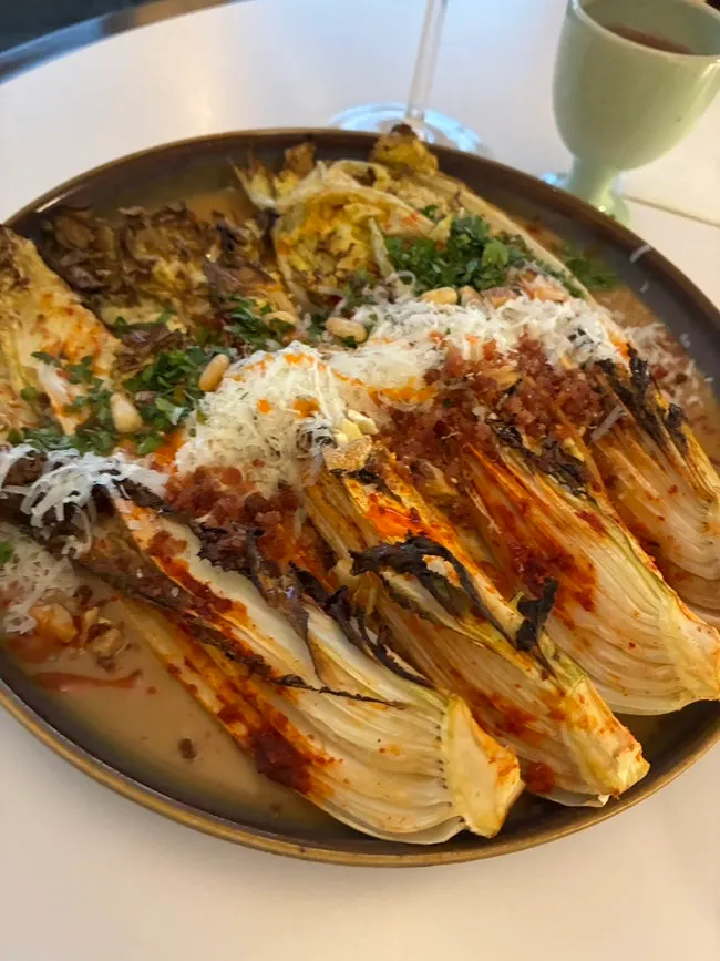 Grilled baby napa cabbage ordered at Out of Order