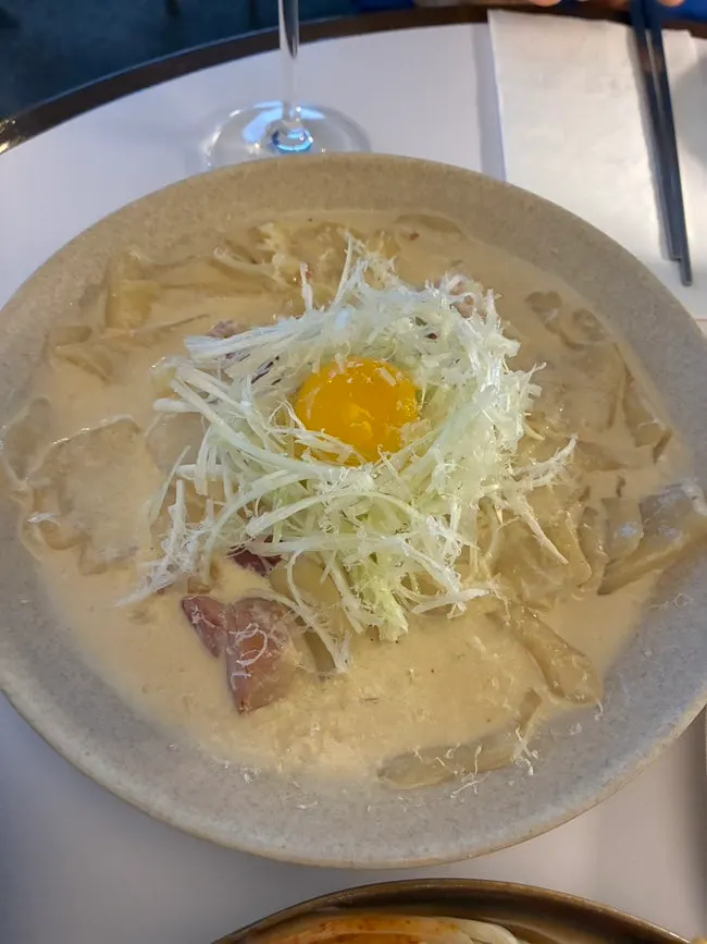 Doenjang carbonara sujebi ordered at Out of Order
