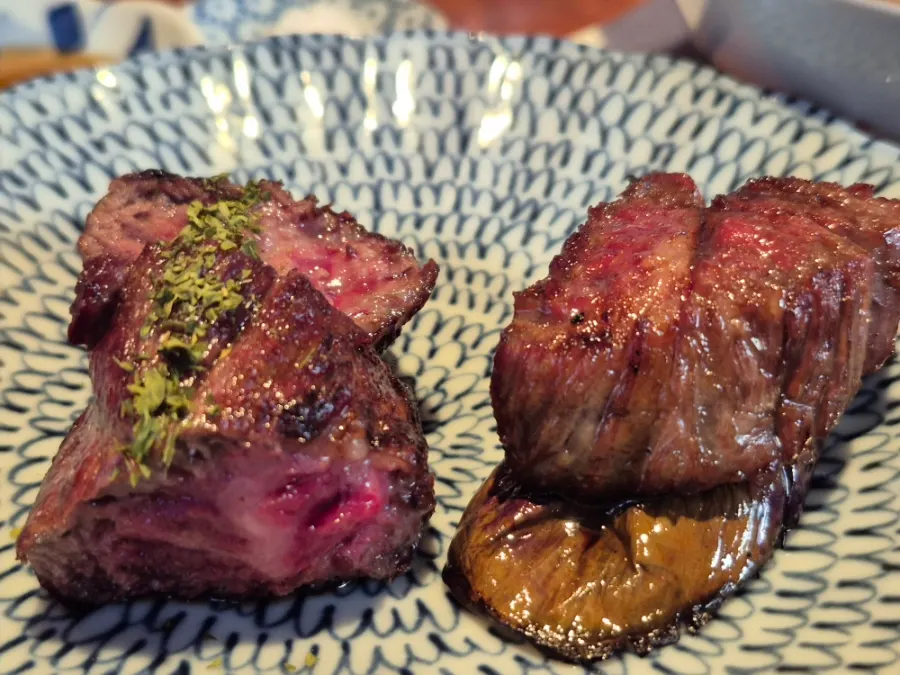 Striploin course with teriyaki sauce