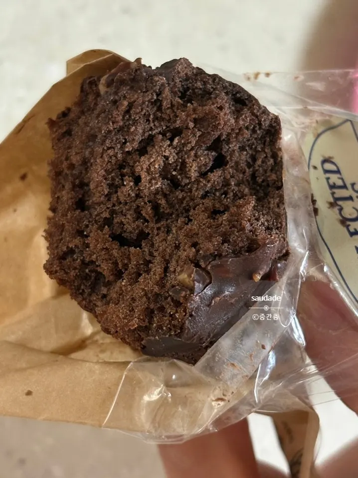 Choco crunch madeleine paired with iced americano