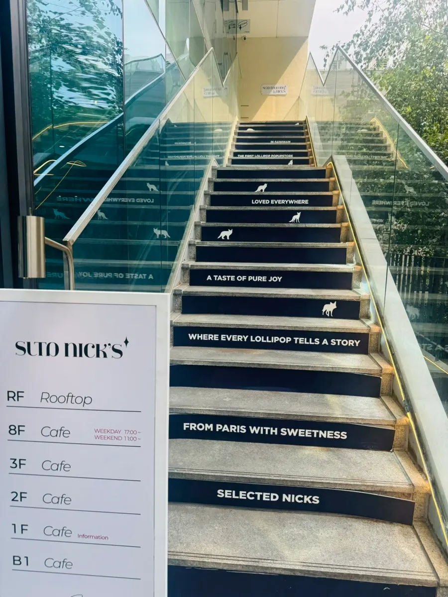Interior staircase and seating area at Selected Nicks